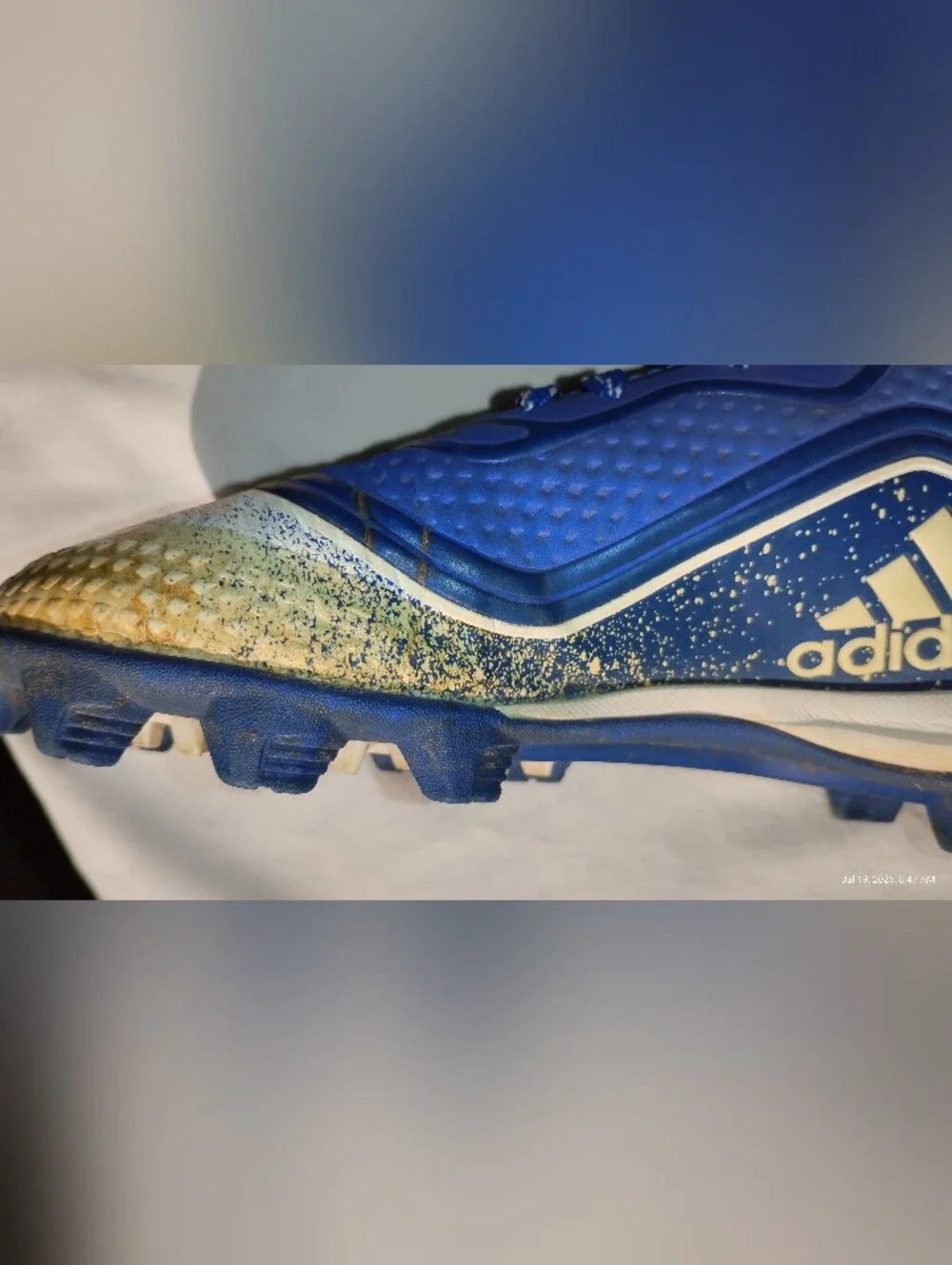 Adidas Blue Lace-Up Athletic Cleats with White Accents - Size 1.5